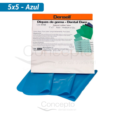 Goma Dique Densell 5X5 Azul X 52 Un.