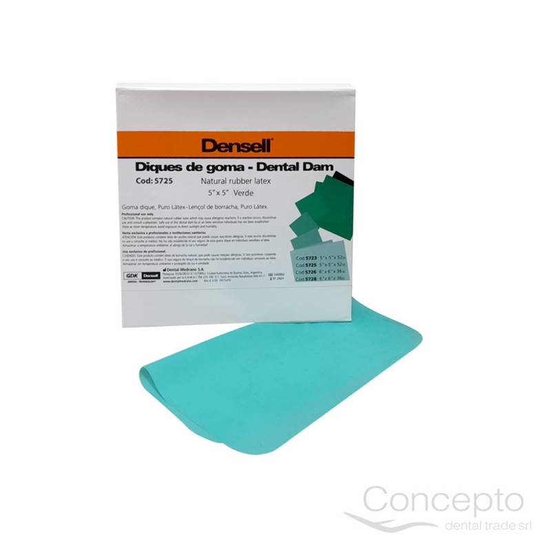 Goma Dique Densell 5X5 Verde X 52 Un.