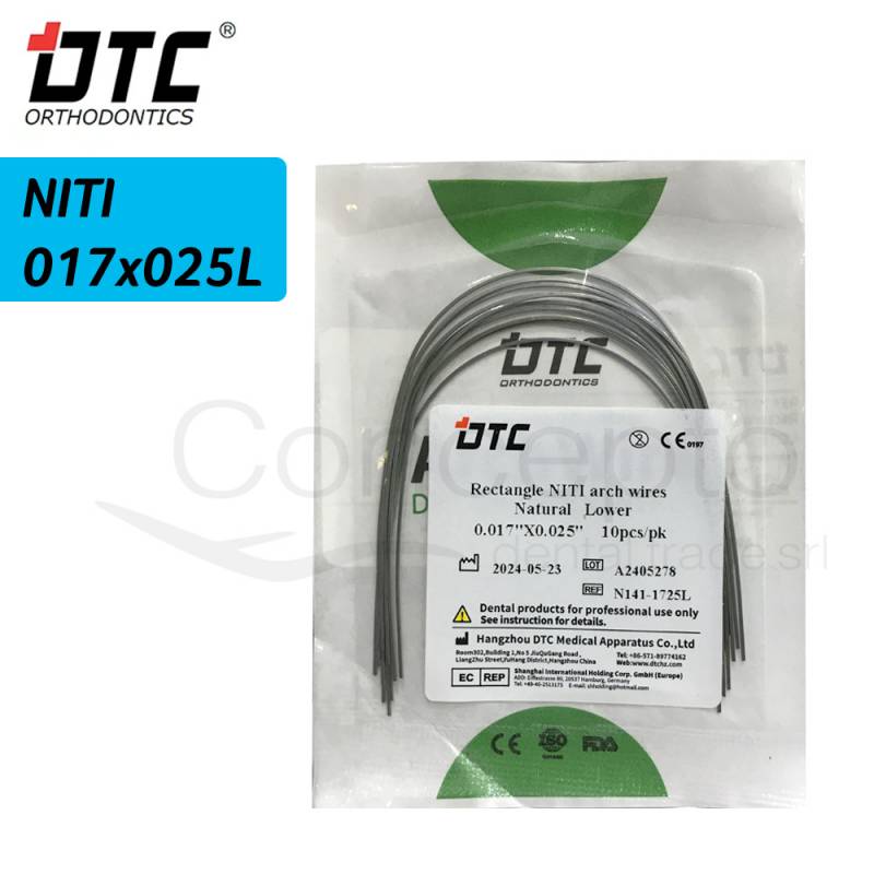 Arco Niti Cuadrado Dtc 17X25 Inferior X 10 Un.