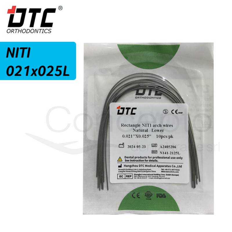 Arco Niti Cuadrado Dtc 21X25 Inferior X 10 Un.