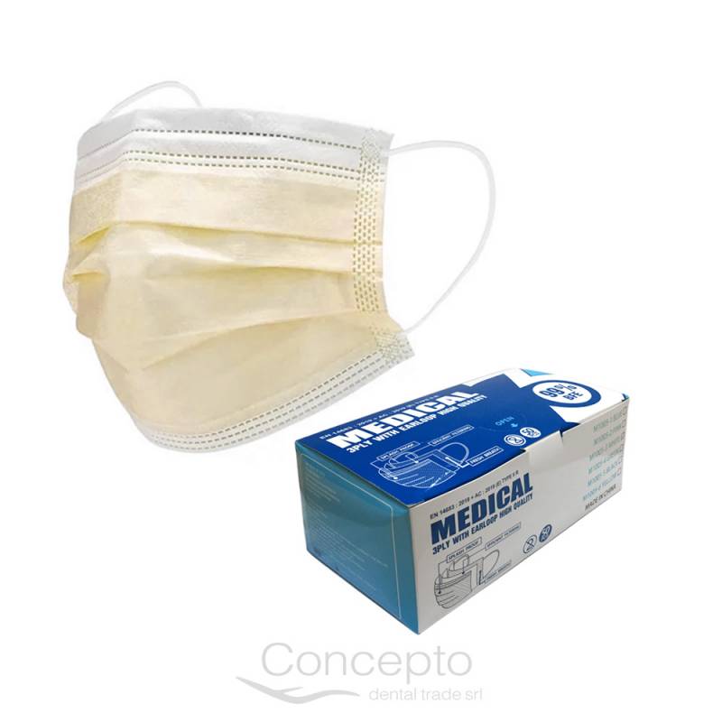 Barbijos Medical Amarillo Triple Capa X 50 Un.