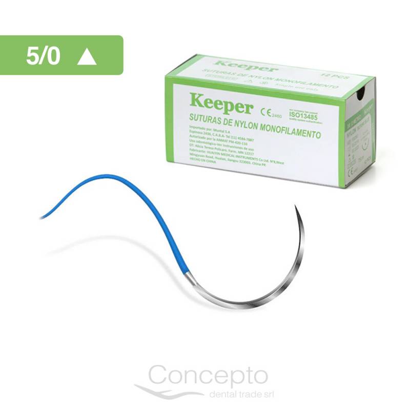 Aguja Con Hilo De Nylon 5/0 Triangular Keeper X1 Und.
