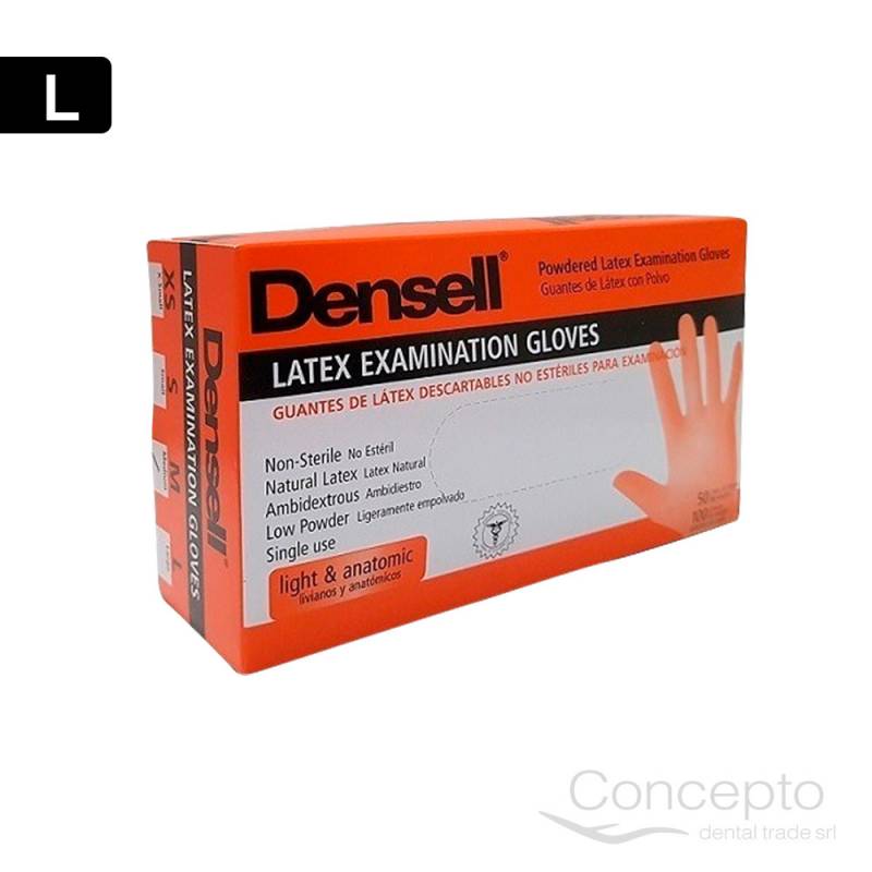Guantes Descartables De Látex Densell L X100 Und.