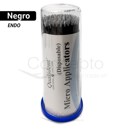 Microaplicadores Cilindricos Endo Negros X 100 Un. Qualident