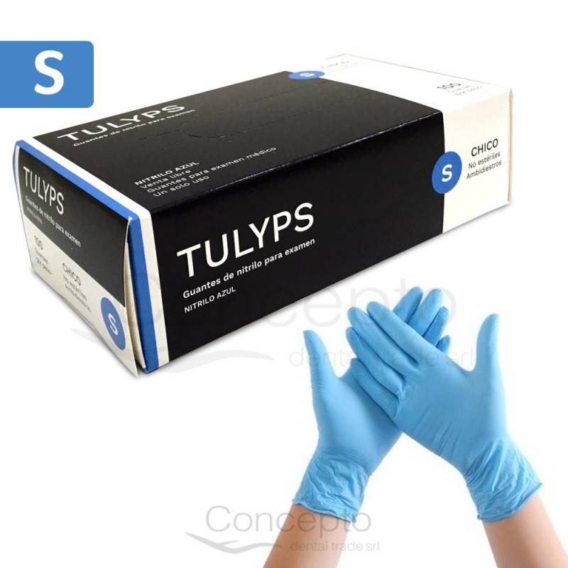 Guantes Nitrilo Tulys Azul Small X 100 Un.
