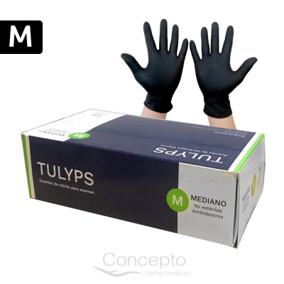 Guantes Nitrilo Tulyps Negro M X 100 Un.