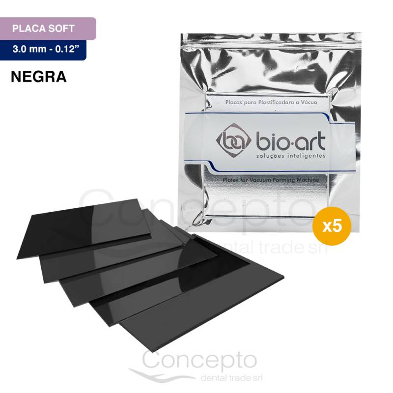 Placa Bio Art X 3Mm 0.12 Soft Negra X 5 Unidades