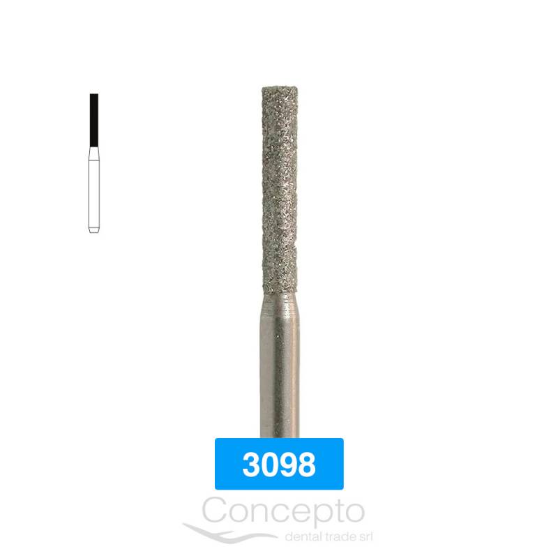 Piedra Diamante Cilíndrica Extremo Plano Microdont 3098