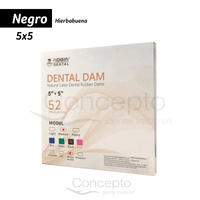 Goma Dique Medium 5X5 Black 52 Trozos Rogin