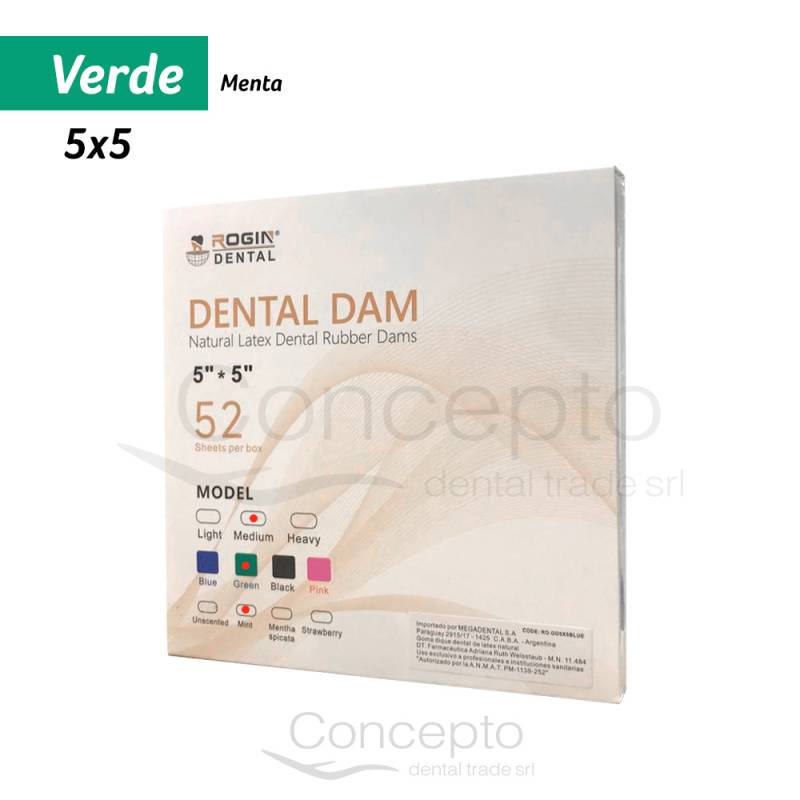 Goma Dique Medium 5X5 Green X 52 Trozos Rogin