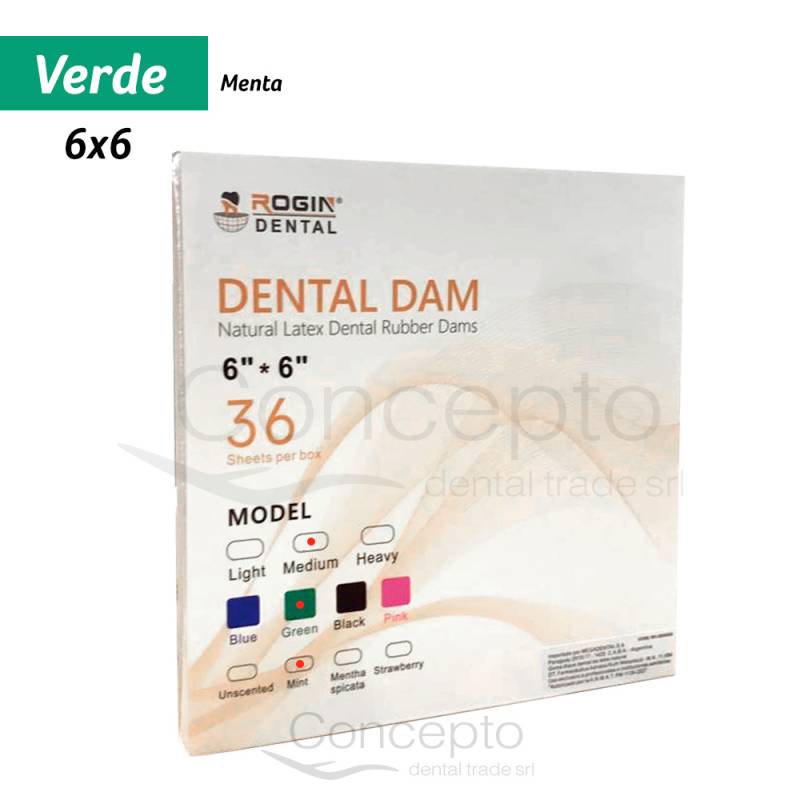 Goma Dique Medium 6X6 Green X 36 Trozos Rogin