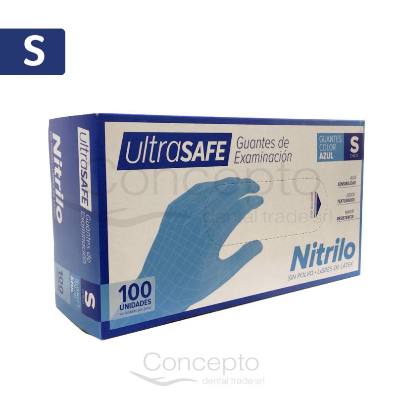 Guantes Nitrilo Ultrasafe-Blue Small X100